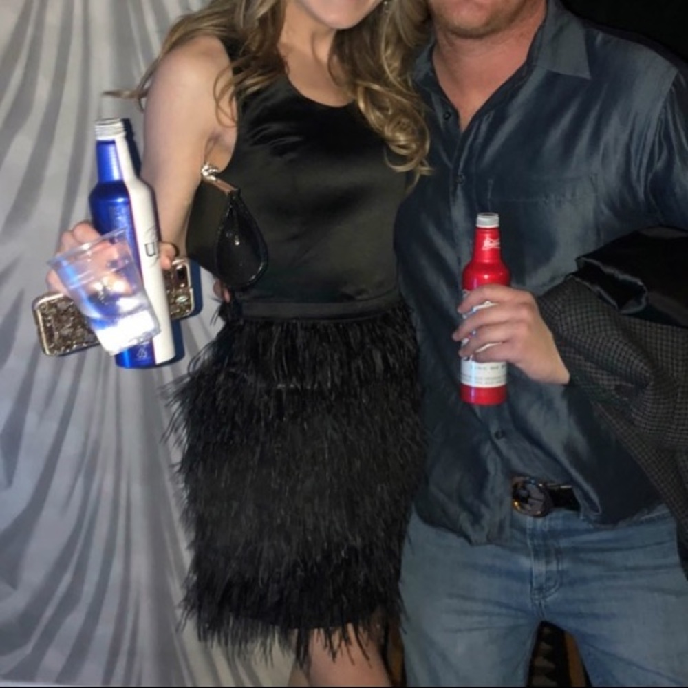 Black Sugar Lips feathered cocktail dress! XS